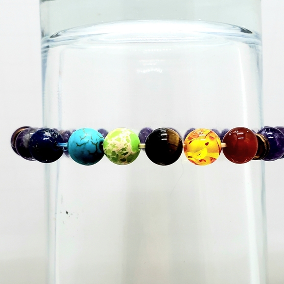 Bracelet 7 Chakra Balancing w/Amethyst Stones - Picture 1 of 1